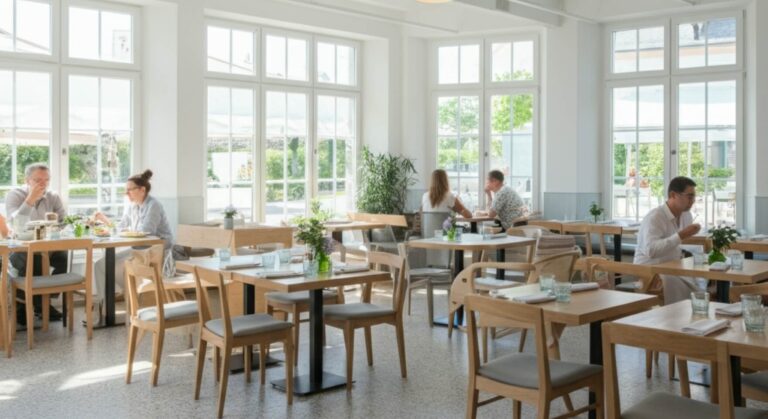 Útulný interiér podniku, kde je práce optimalizována pomocí CRM pro restaurace