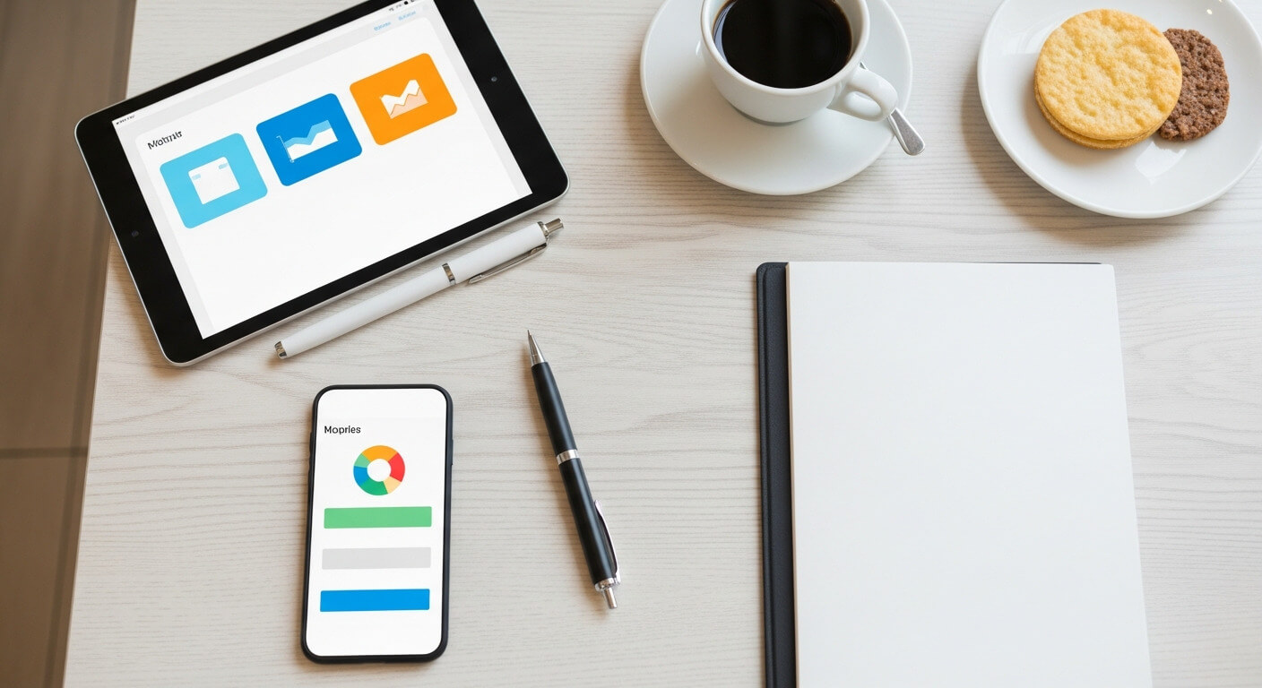 Program pro kavárnu s přehledným rozhraním na tabletu